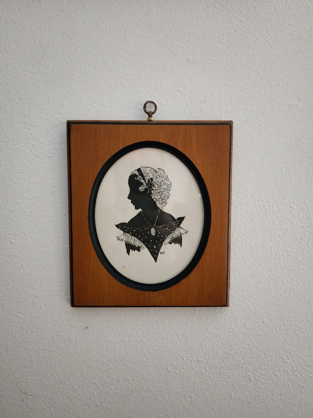 Vintage Mid-Century Silhouette Print Framed  Regency Style Woman